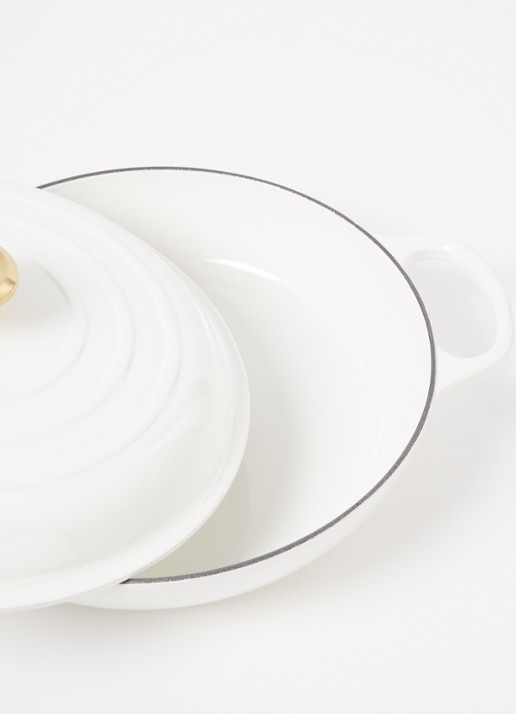 Le Creuset Campagnard braad-/stoofpan Ø30 cm - voorkant 2 white / wit