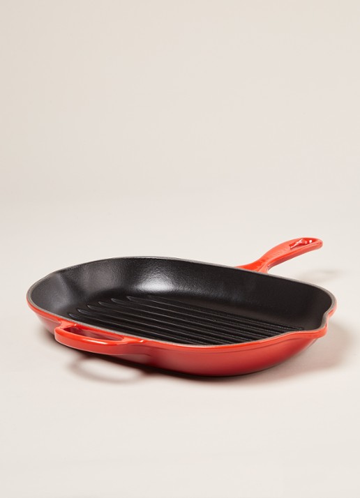 Le Creuset Grillpan ovaal 32 cm  - voorkant 3 kersenrood / rood