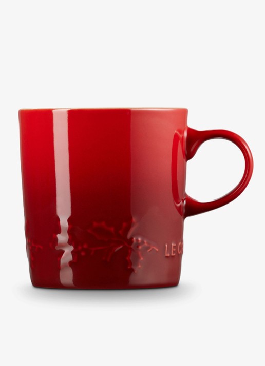 Le Creuset Holly mok 35 cl - achterkant donkerrood