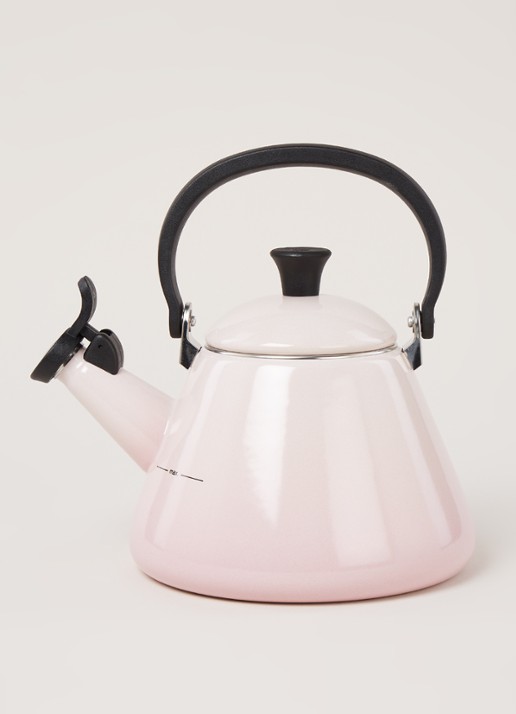 Le Creuset Kone fluitketel 1,6 liter - voorkant 3 shell pink / roze