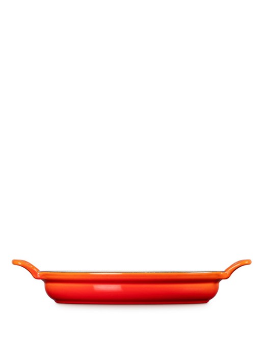 Le Creuset Modern Heritage ovenschaal/braadslede 28 cm - achterkant oranjerood