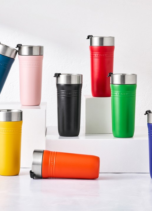 Le Creuset On The Go thermosbeker 0,35 liter - voorkant 7 roze