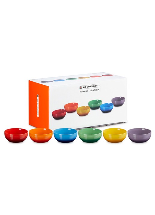 Le Creuset Rainbow kom 16 cm set van 6