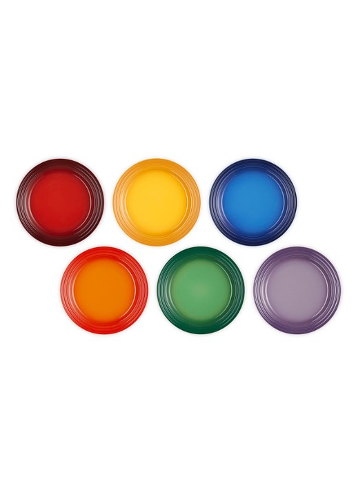 Le Creuset Rainbow ontbijtbord 21,8 cm set van 6 - detail rood