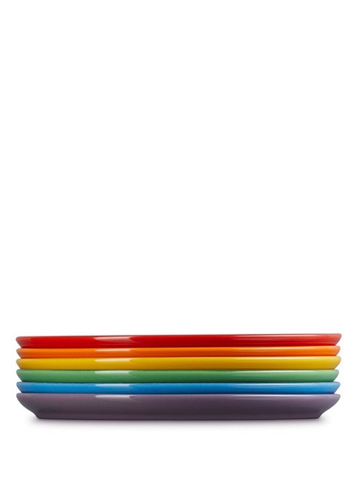 Le Creuset Rainbow ontbijtbord 22 cm set van 6 - detail rood