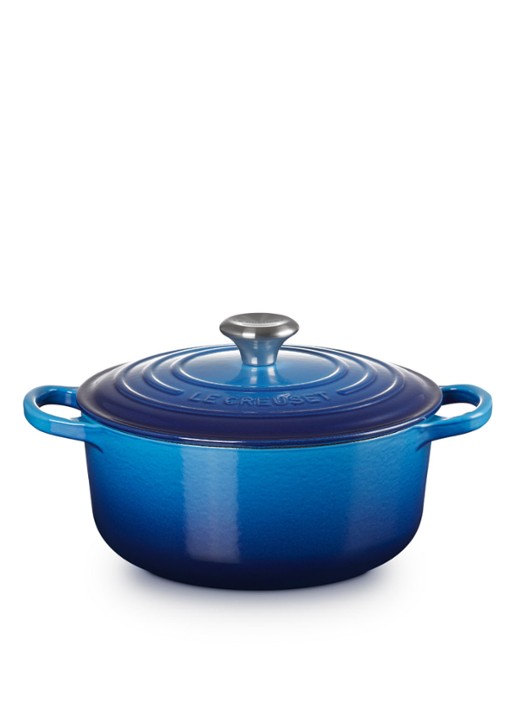 Le Creuset Signature braad-/stoofpan Ø20 cm - voorkant 6 azure / blauw