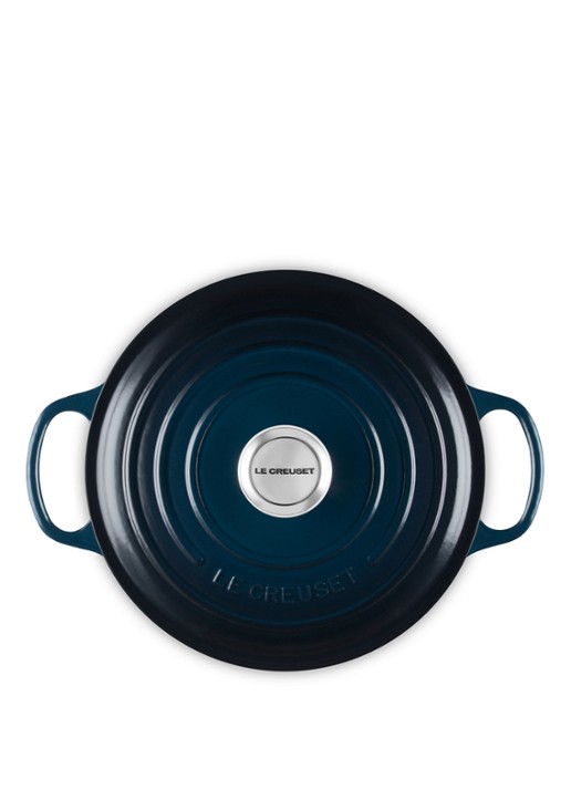Le Creuset Signature braad-/stoofpan Ø24 cm - detail donkerblauw
