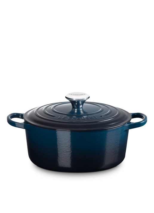 Le Creuset Signature braad-/stoofpan Ø24 cm - voorkant 7 donkerblauw
