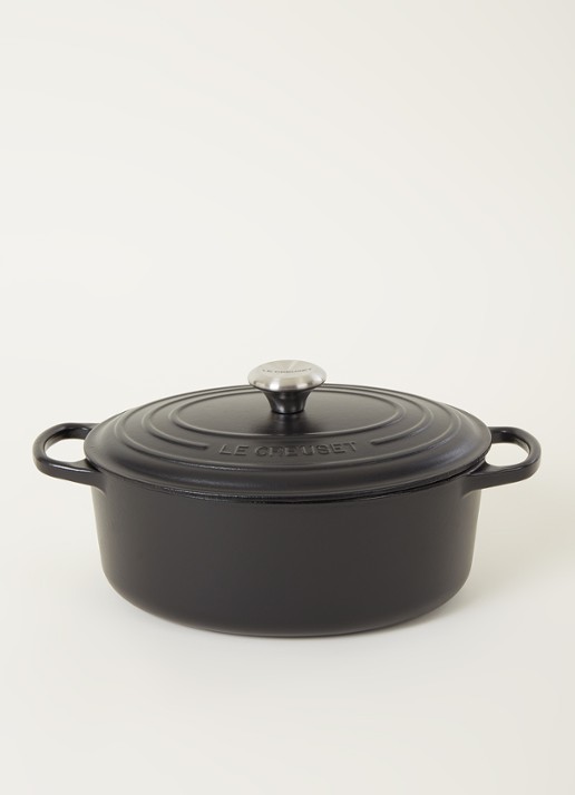Le Creuset Signature braadpan 29 cm - voorkant 3 mat zwart / zwart