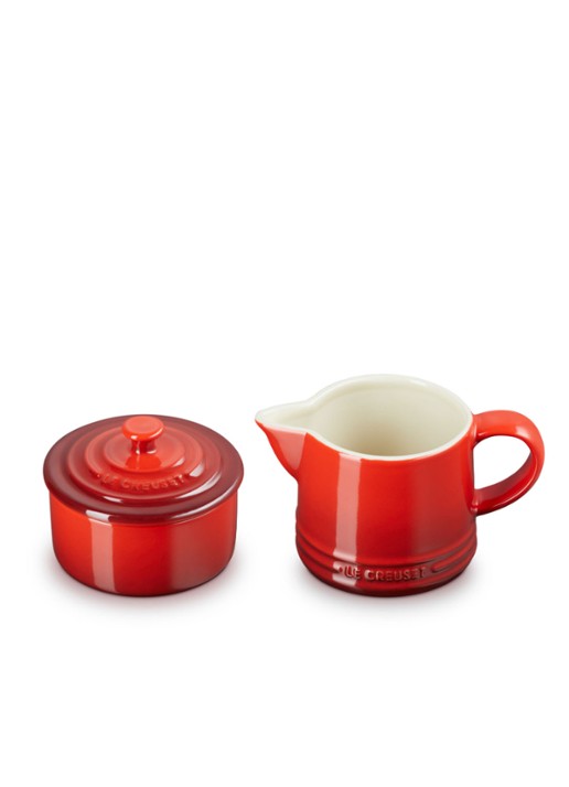 Le Creuset Signature melk- en suikerset - voorkant 5 kersenrood / rood