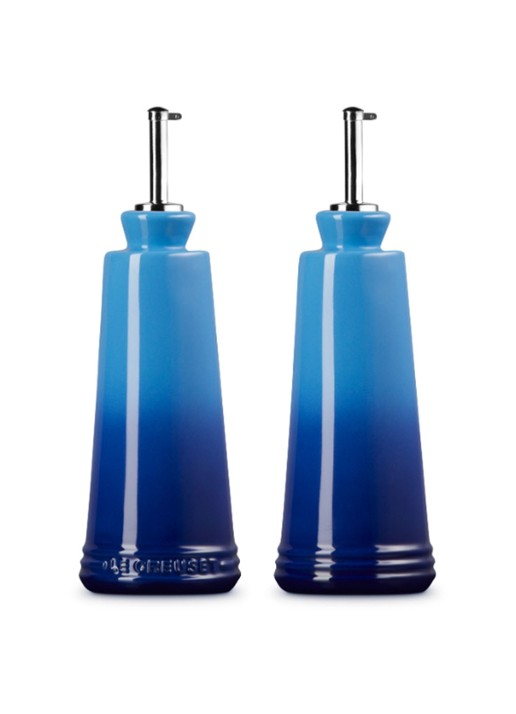 Le Creuset Signature olie- en azijnstel set van 2  - achterkant 6 azure / blauw