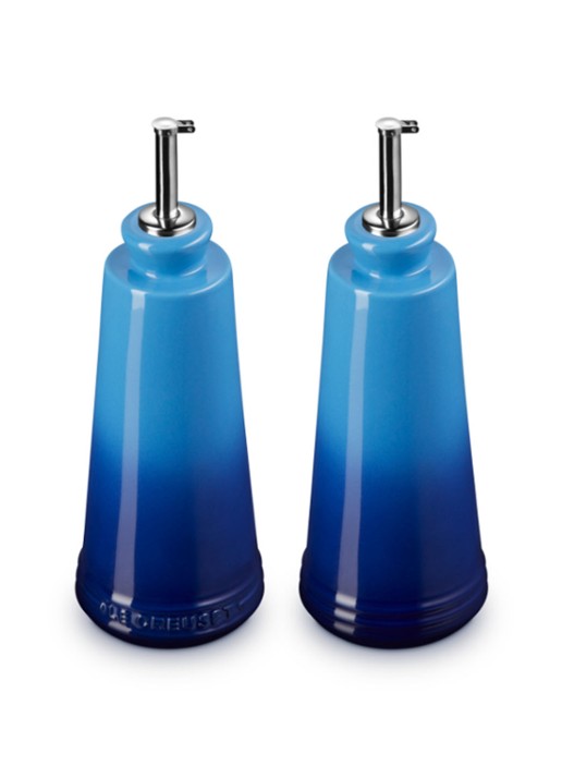 Le Creuset Signature olie- en azijnstel set van 2  - voorkant 5 azure / blauw