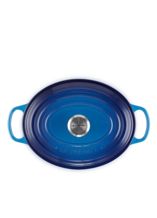 Le Creuset Signature ovale braadpan 29 cm - detail azure / blauw