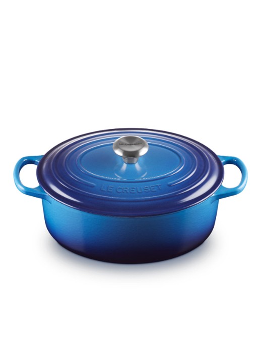 Le Creuset Signature ovale braadpan 29 cm - voorkant 5 azure / blauw