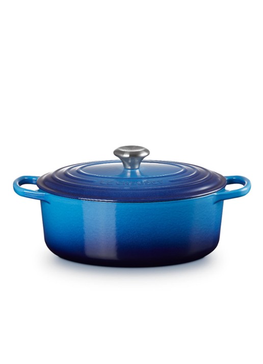 Le Creuset Signature ovale braadpan 29 cm - voorkant 6 azure / blauw