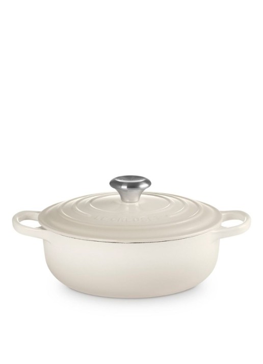 Le Creuset Signature sauteuse 24 cm - voorkant gebroken wit