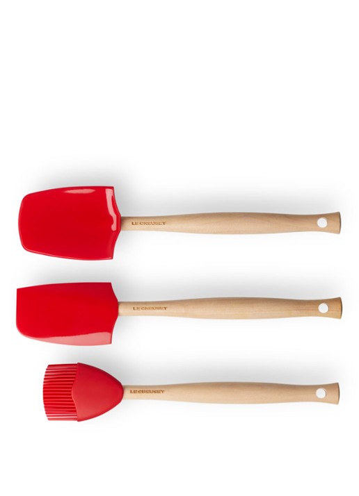 Le Creuset Spatels Premium set van 3  - achterkant 3 kersenrood / rood