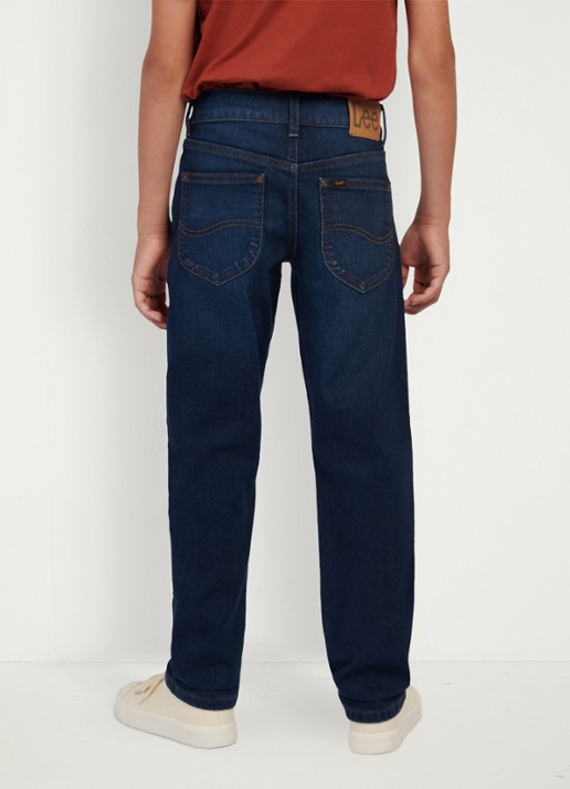 LEE Luke slim fit jeans met stretch - achterkant 6 donkerblauw