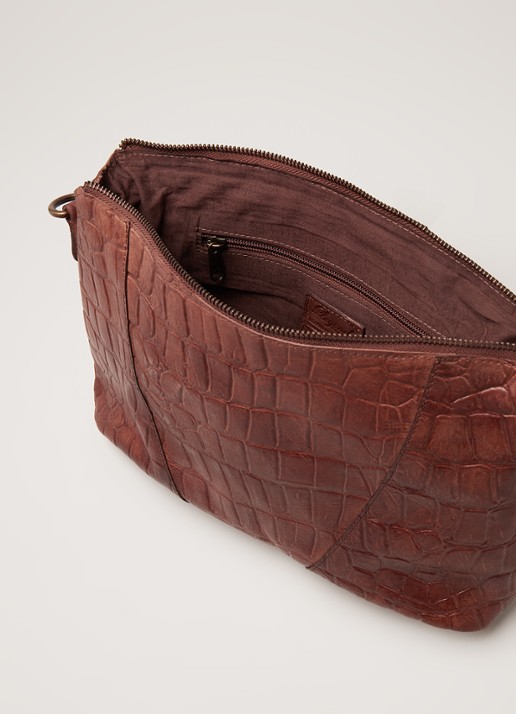 Legend Badia crossbodytas van leer met crocostructuur - detail 4 cognac