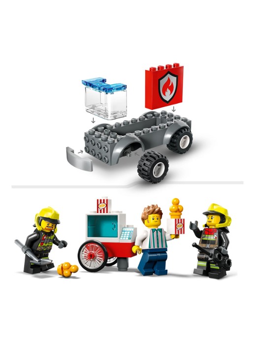 LEGO De Brandweerkazerne en de Brandweerwagen Set - 60375 - achterkant multicolor
