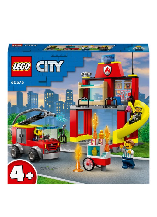 LEGO De Brandweerkazerne en de Brandweerwagen Set - 60375 - voorkant 2 multicolor