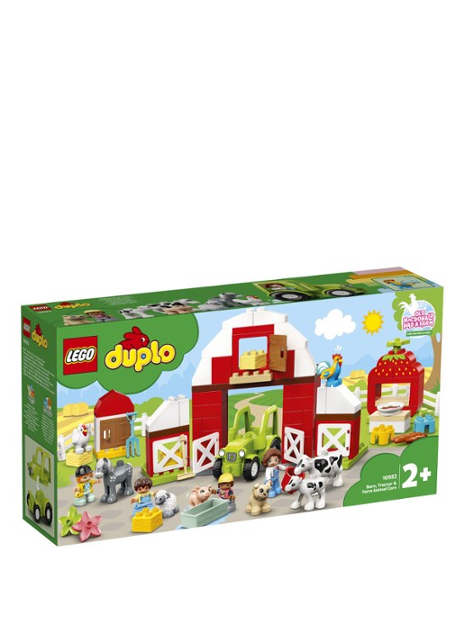 LEGO DUPLO Schuur, tractor & boerderijdieren verzorgen - 10952 - voorkant steenrood