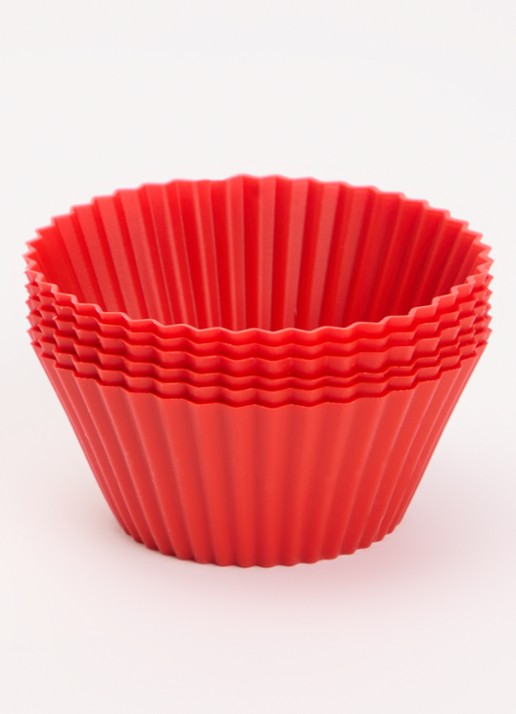 Lékué Bakvorm voor muffins 7 cm set van 6 - voorkant 2 rood