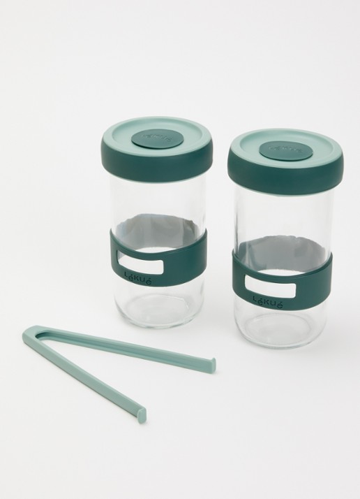 Lékué Fermentatie pot set van 2 - voorkant 3 lindegroen