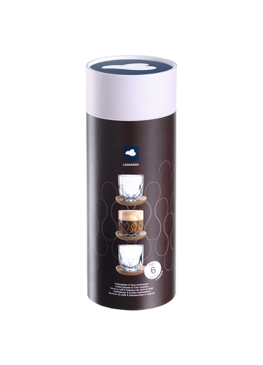 Leonardo Gocce koffieglas 22 cl met onderzetter set van 6 - detail 3 transparant