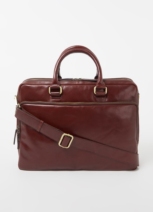 Leonhard Heyden Cambridge L businesstas met 15 inch laptopvak - voorkant 2 roodbruin