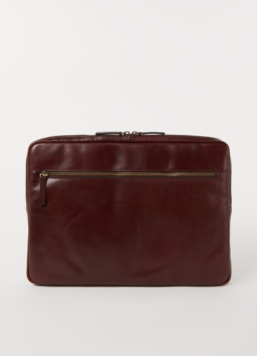 Leonhard Heyden Cambridge laptophoes van leer 15 inch - voorkant 2 kastanjebruin