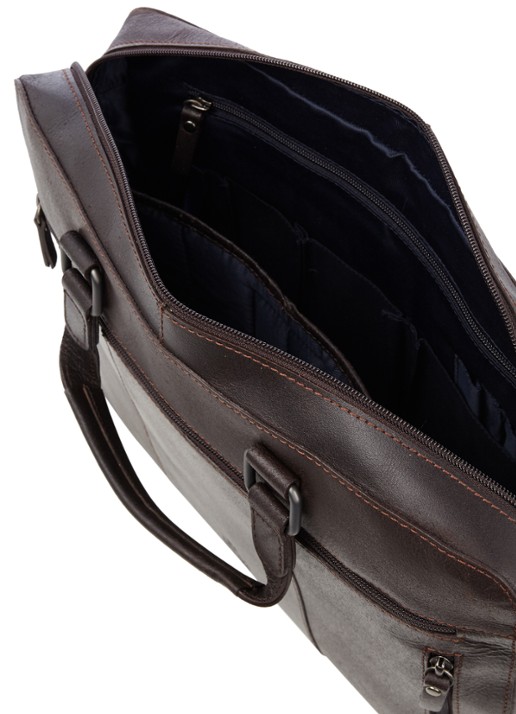 Leonhard Heyden Dakota businesstas van leer met laptopvak 15 inch  - detail 2 donkerbruin