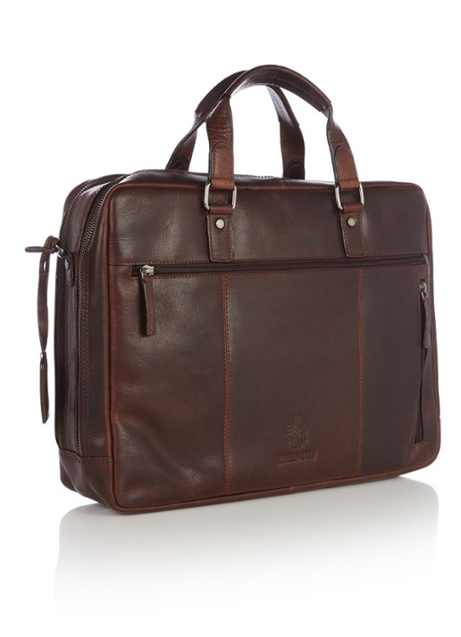Leonhard Heyden Roma businesstas van leer met laptopvak 15 inch - detail 2 donkerbruin