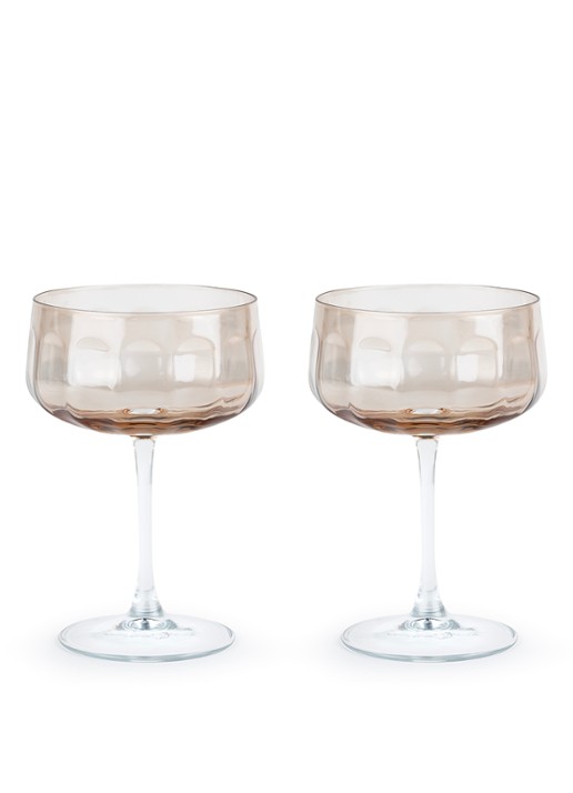 Leopold Vienna Corvina champagnecoupeglas set van 2 - voorkant bruin