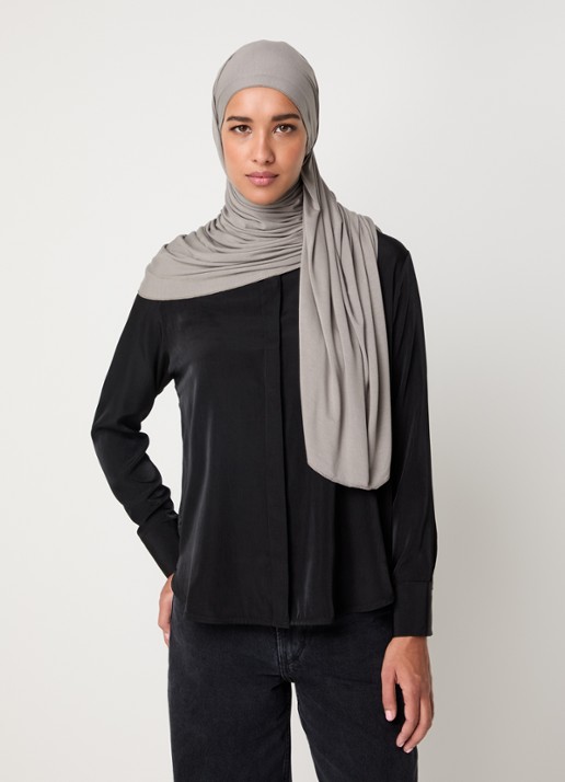 LES Atelier Bamboo Jersey hoofddoek 180 x 82 cm - voorkant 4 zilver