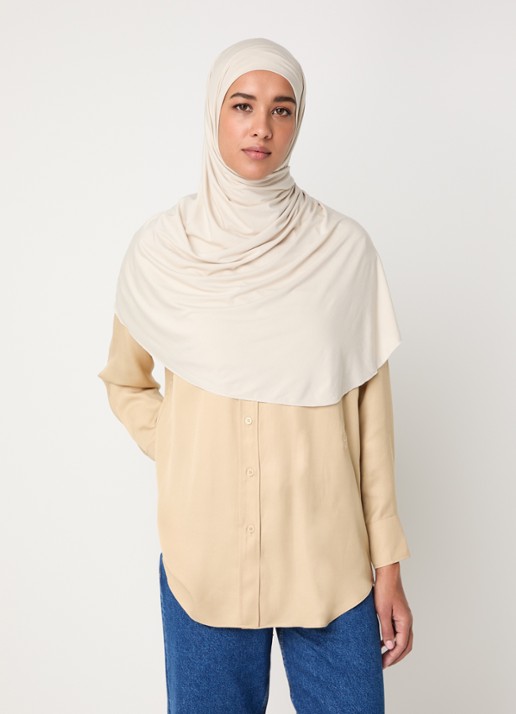 LES Atelier Bamboo Jersey hoofddoek 180 x 82 cm - voorkant 2 ivoor