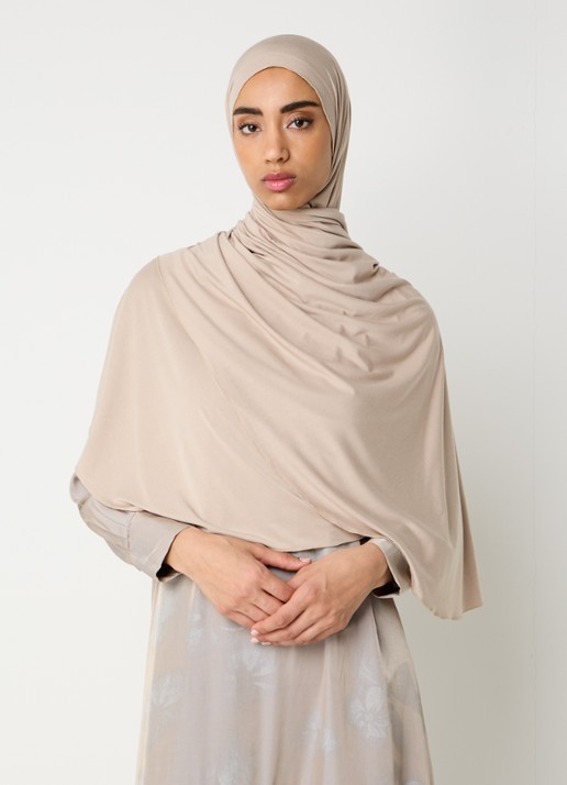 LES Atelier Bamboo Jersey hoofddoek 180 x 82 cm - voorkant 2 taupe