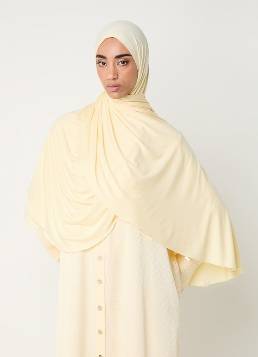 LES Atelier Bamboo Jersey hoofddoek 180 x 82 cm - voorkant 2 lichtgeel