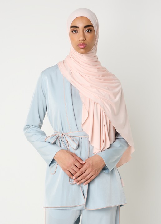 LES Atelier Bamboo Jersey hoofddoek 180 x 82 cm - voorkant 2 lichtroze