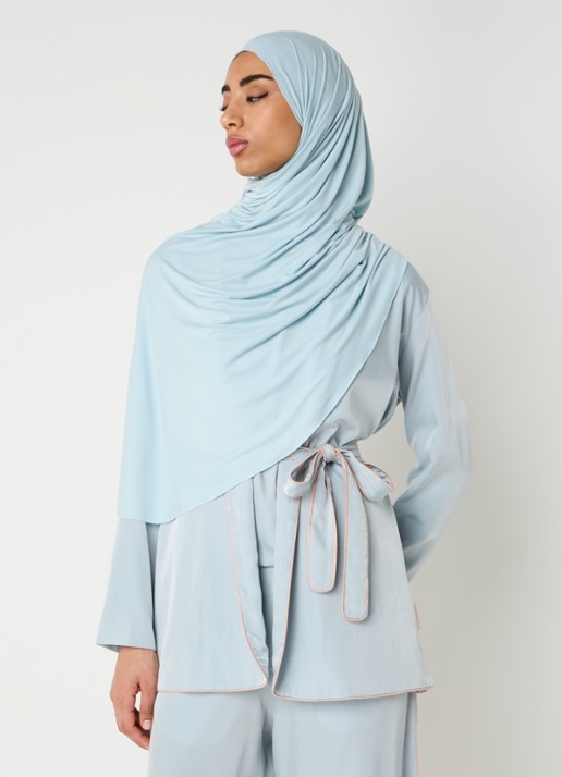 LES Atelier Bamboo Jersey hoofddoek 180 x 82 cm - voorkant 4 lichtblauw