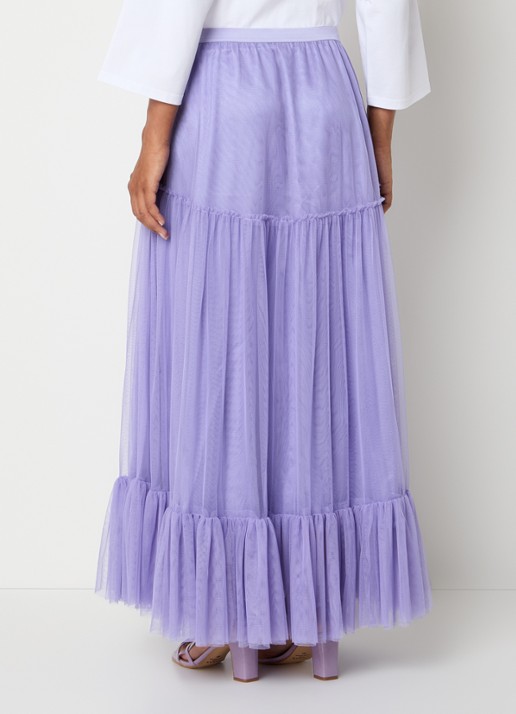 LES Atelier Dana maxi rok van mesh met logoborduring - achterkant 5 lila