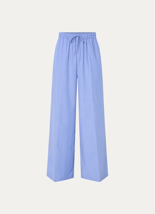 LES Atelier Ghala high waist straight fit broek met streepprint - voorkant 3 blauw