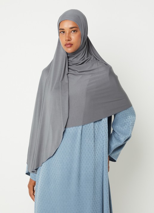 LES Atelier Hoofddoek van jersey 180 x 80 cm - voorkant 2 grijs