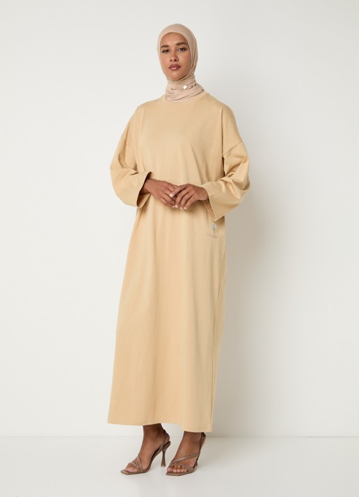 LES Atelier Ilya maxi jurk met borduring - detail 3 khaki