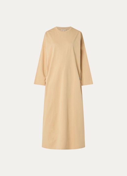 LES Atelier Ilya maxi jurk met borduring - voorkant khaki