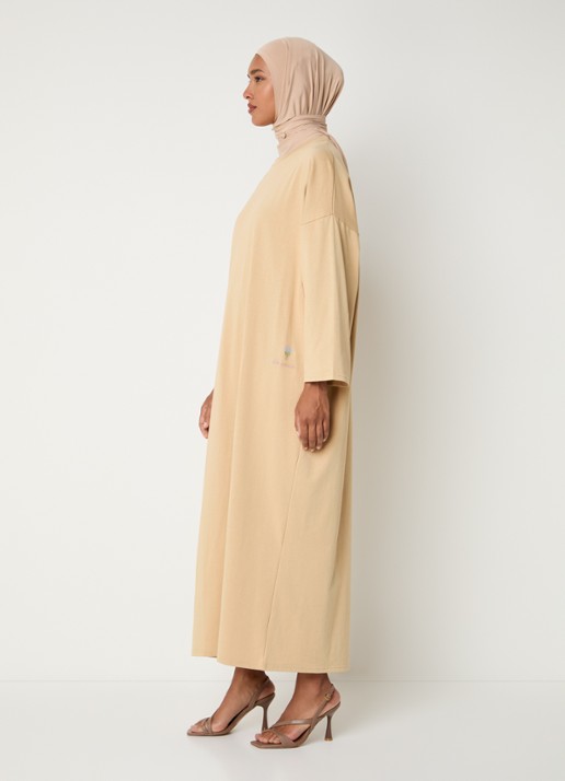 LES Atelier Ilya maxi jurk met borduring - voorkant 2 khaki
