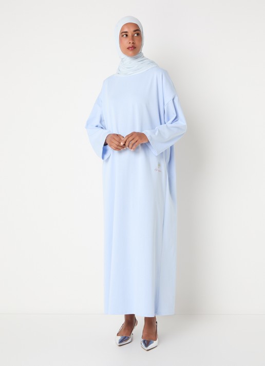 LES Atelier Ilya maxi jurk met borduring - detail lichtblauw