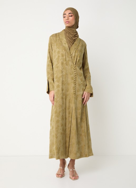 LES Atelier Kiara maxi jurk met jacquard dessin en V-hals
