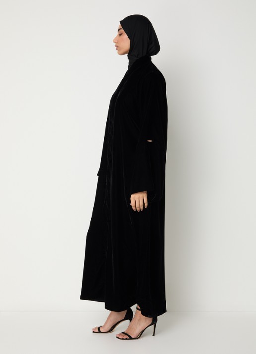 LES Atelier Leona abaya met drukknoopsluiting - voorkant 2 zwart