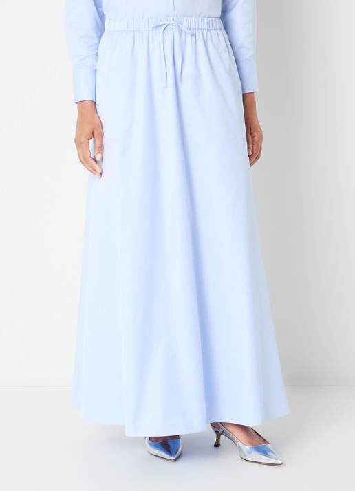 LES Atelier Luna maxi A-lijn rok met steekzakken - detail lichtblauw